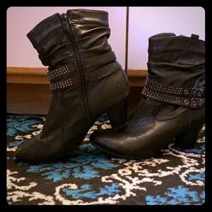 Leather Kitten-Heel Ankle Boots
